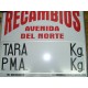 CHAPA O PLACA TARA PMA CLASICA PARA CAMION SI SE DESEA SE ENTREGA TROQUELADA